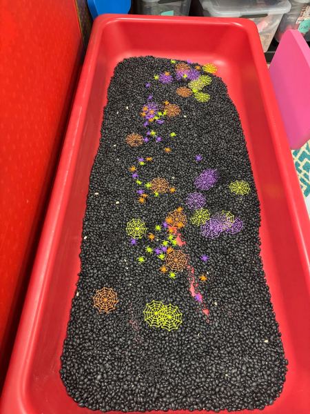 Sensory Table, Spiders theme